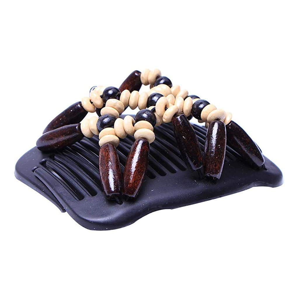 MAYCREATE Magic Double Row Wooden African Butterfly Stretchy Hair Clip for Women, Brown MAYCREATE Magic Double Row Wooden African Butterfly Stretchy Hair Clip for Women, Brown